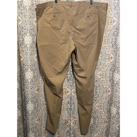 Mens Khaki Dress Pants Flat-Front Style Size 46x34 With Button Closure Modern Fi - Picture 2 of 9